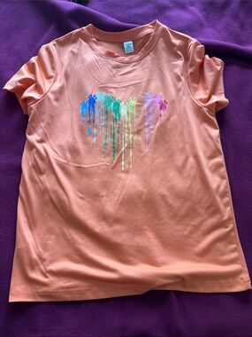 Orange  Kids Heart Drip Graphic Tee - Youth Girls